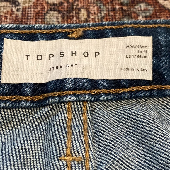 Topshop Straight Fit Full length Jeans. Size 26. Dark Denim. High waisted. Cute! - Picture 9 of 12
